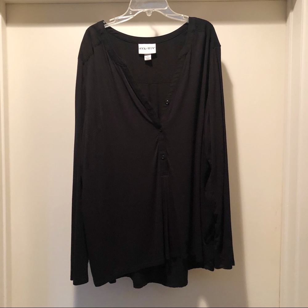 Ava & Viv black long sleeve top, size 2X